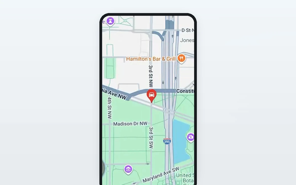 Route on the map
