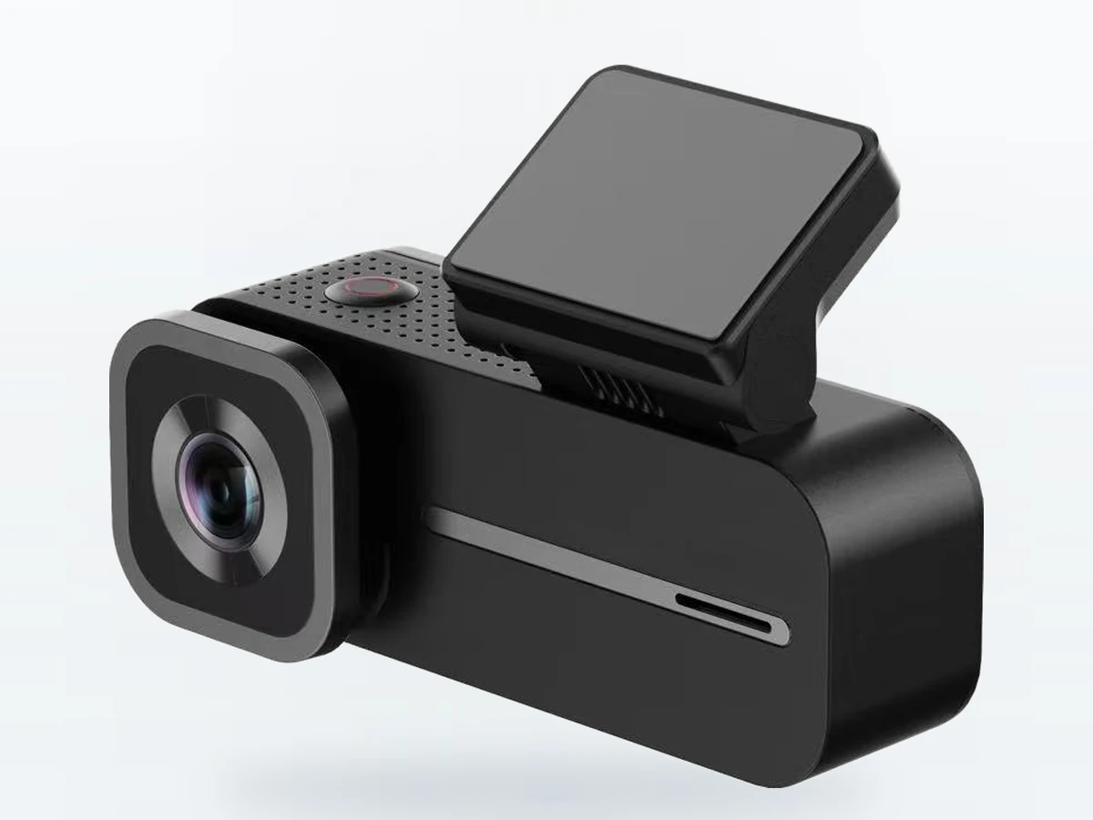 The road-facing side of the H2, with the forward lens and the microSD card slot