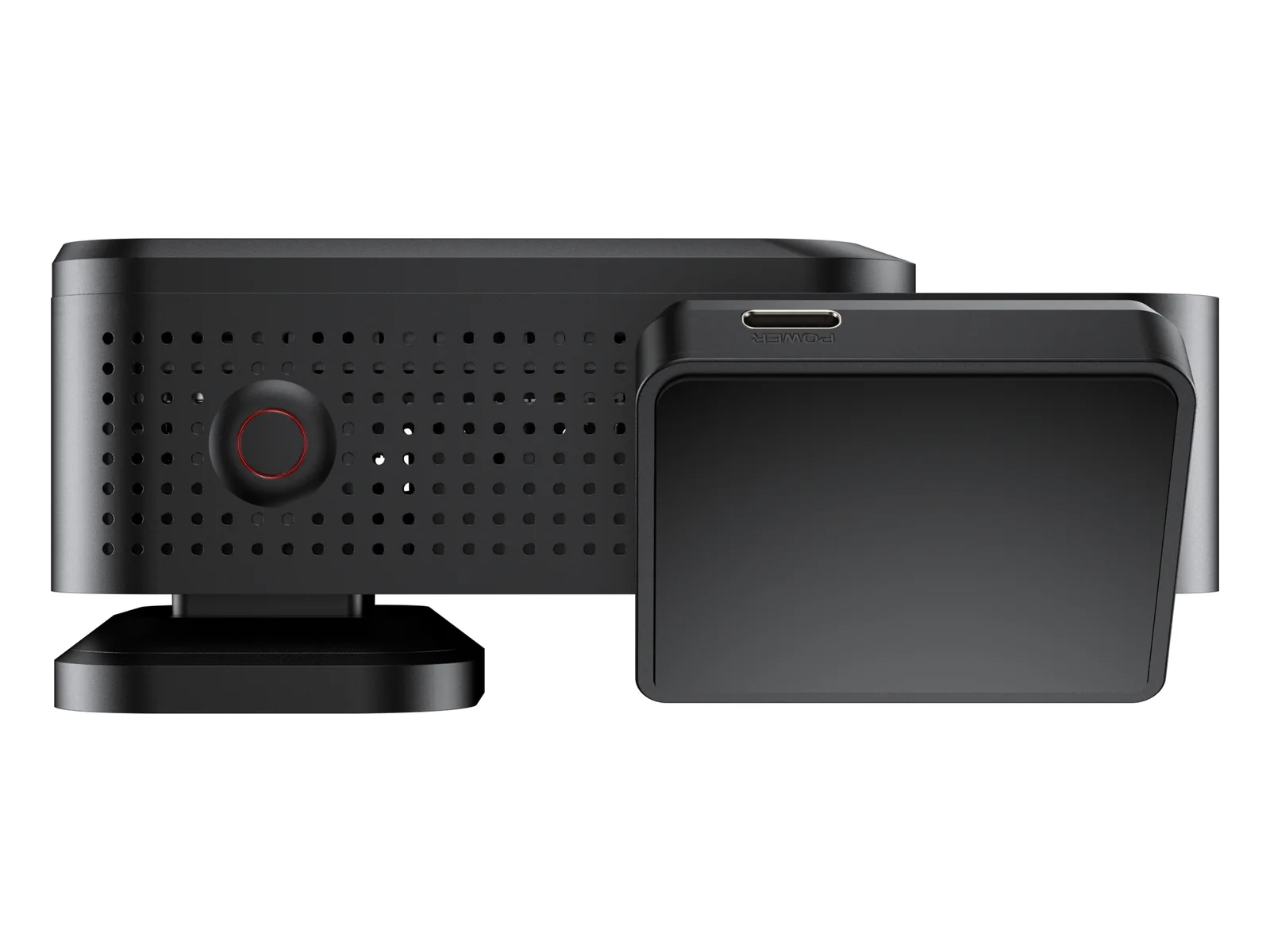 SmartSF H2 dash camera, rear angle studio view